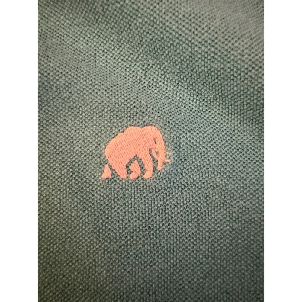 Banana Republic Green Pique Cotton Short Sleeve Preppy Elephant Logo Shirt Lg